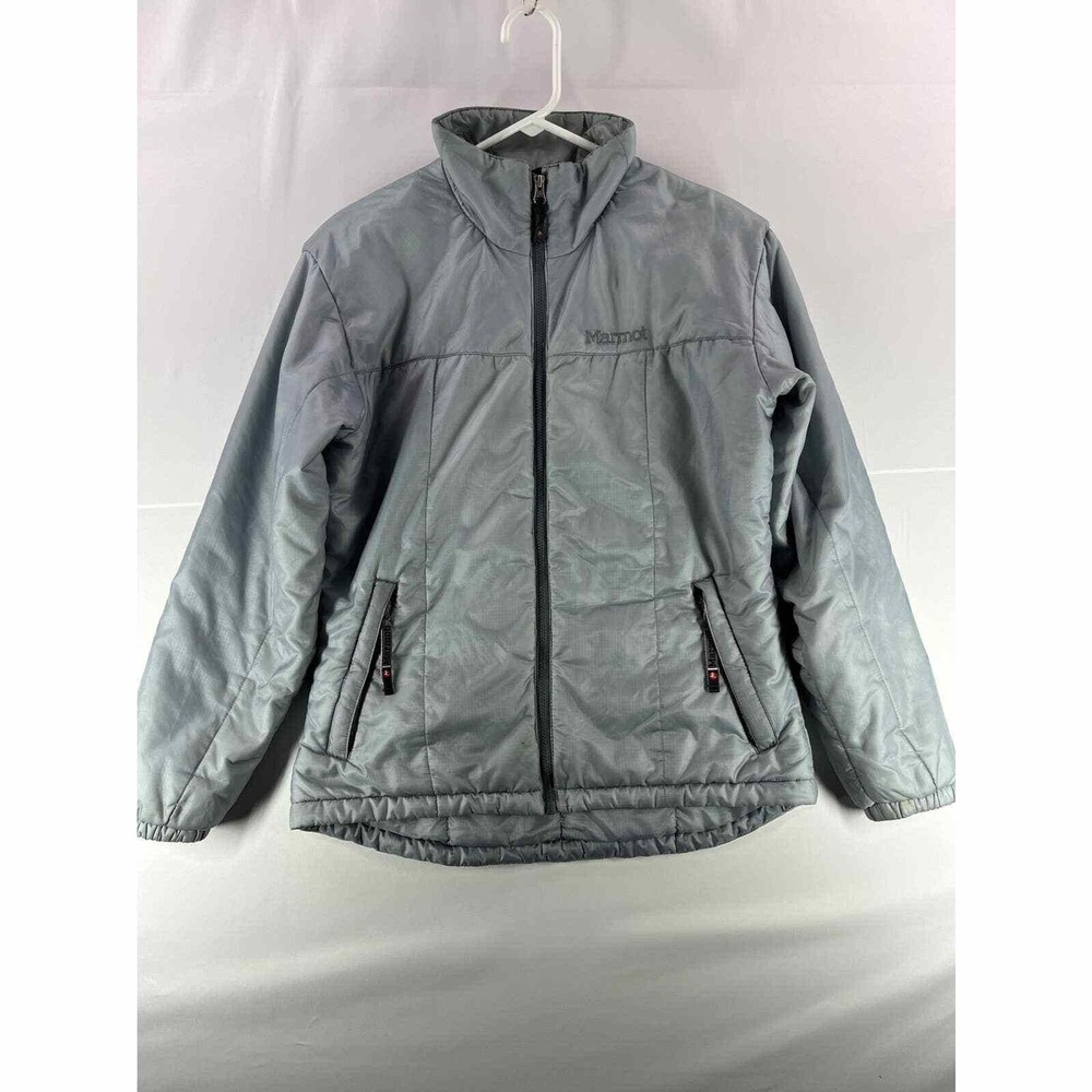 Marmot Womens Windbreaker Jacket Small Gray Long Sleeve Full Zip Water Resistant